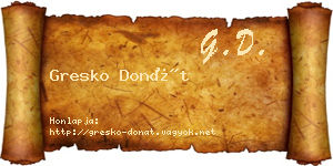 Gresko Donát névjegykártya